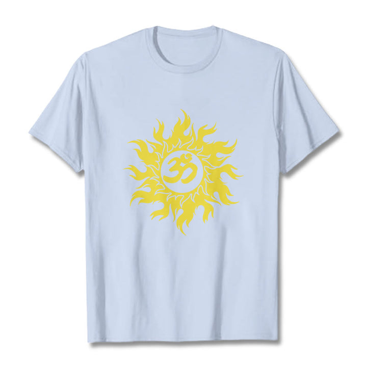 Buddha Stones OM Mantra Sanskrit Gold Sun Tee T-shirt - LightCyan - 2XL - image 18