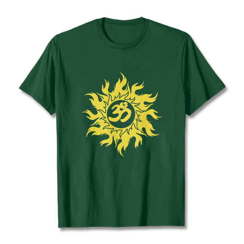 Buddha Stones OM Mantra Sanskrit Gold Sun Tee T-shirt - ForestGreen - 2XL - image 10