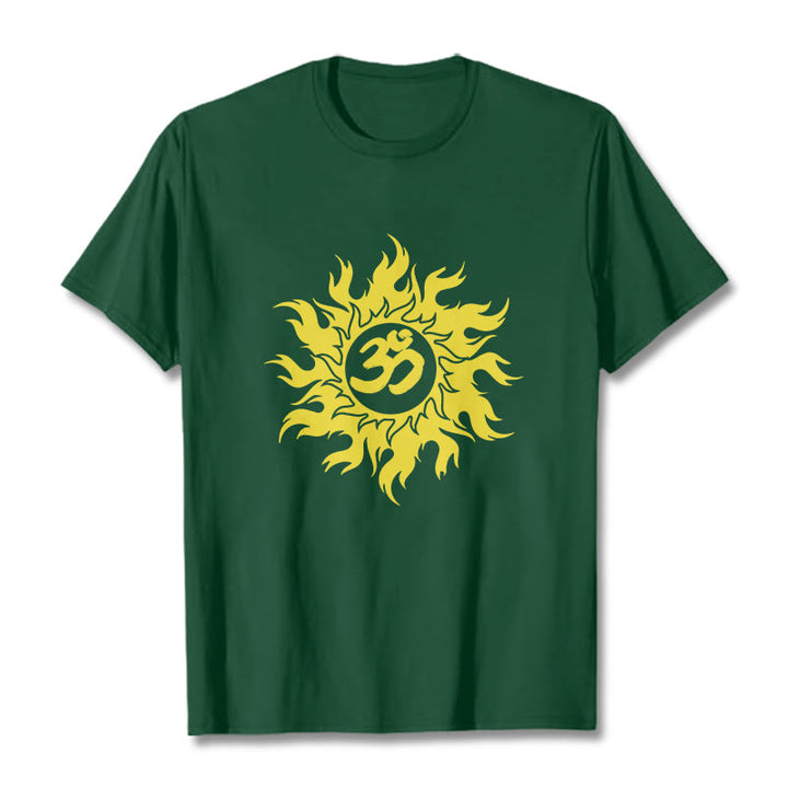 Buddha Stones OM Mantra Sanskrit Gold Sun Tee T-shirt - ForestGreen - 2XL - image 10