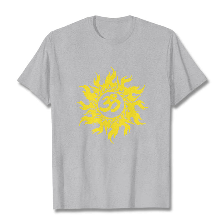 Buddha Stones OM Mantra Sanskrit Gold Sun Tee T-shirt - LightGrey - 2XL - image 19