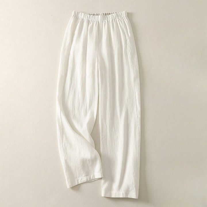 Buddha Stones Daily Plain Simple Design Cotton Linen Women's Pants With Pockets - OldLace - US8-10,UK/AU12-14,EU40-42 (2XL) - image 19