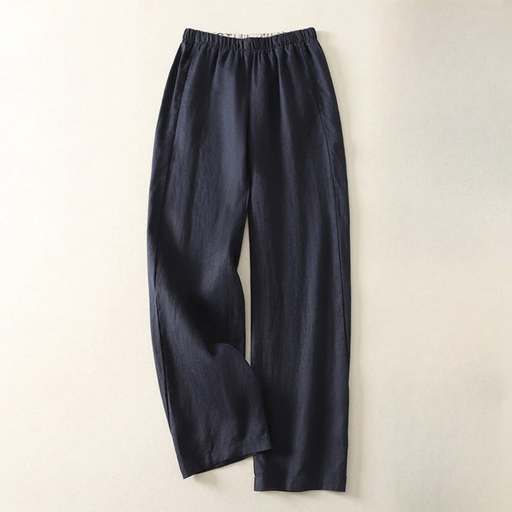 Buddha Stones Daily Plain Simple Design Cotton Linen Women's Pants With Pockets - MidnightBlue - US8-10,UK/AU12-14,EU40-42 (2XL) - image 15