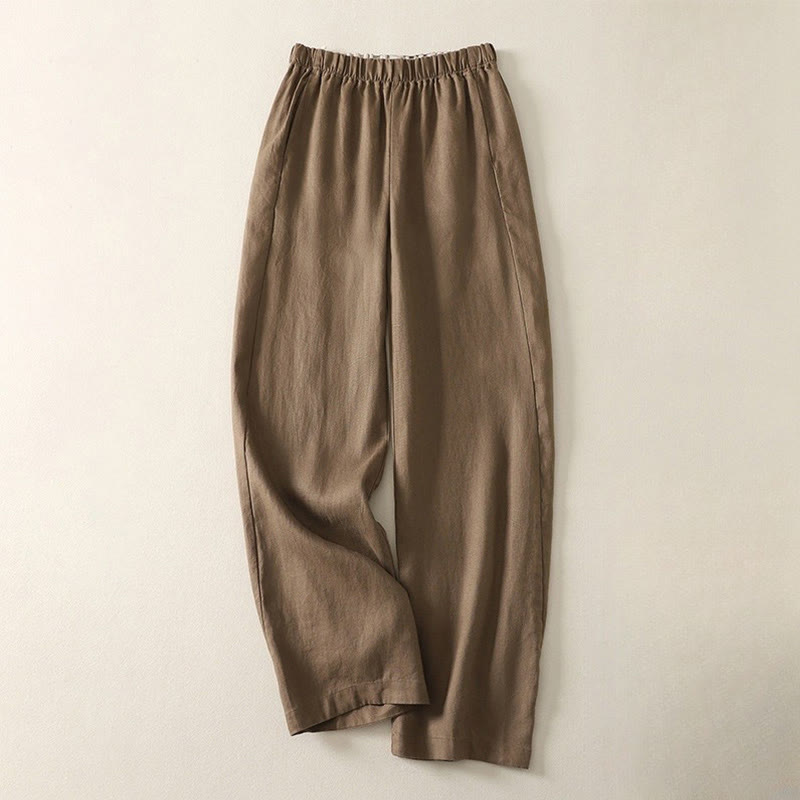 Buddha Stones Daily Plain Simple Design Cotton Linen Women's Pants With Pockets - Peru - US8-10,UK/AU12-14,EU40-42 (2XL) - image 7