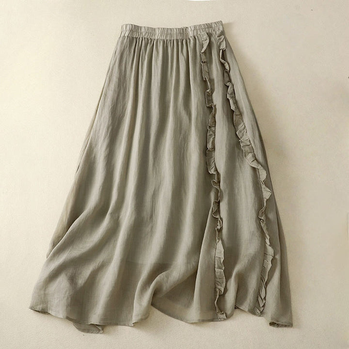 Buddha Stones Summer Plain Ruffle Design Women's Cotton Skirt - DarkSeaGreen - US8-10,UK/AU12-14,EU40-42 (2XL) - image 4