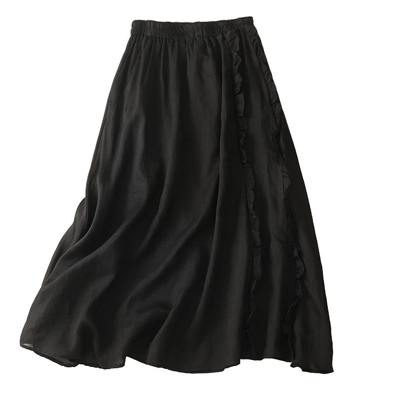 Buddha Stones Summer Plain Ruffle Design Women's Cotton Skirt - image 14