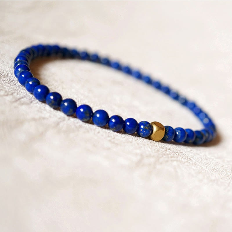 Buddha Stones 4mm Ultra-thin Lazurite Beads Self Care Bracelet - image 12