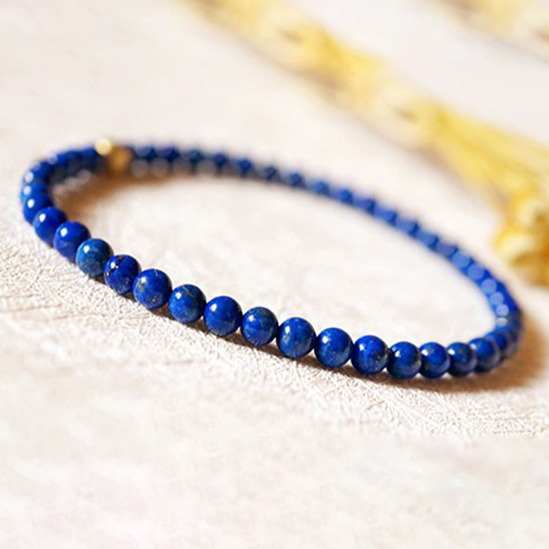 Buddha Stones 4mm Ultra-thin Lazurite Beads Self Care Bracelet - image 14