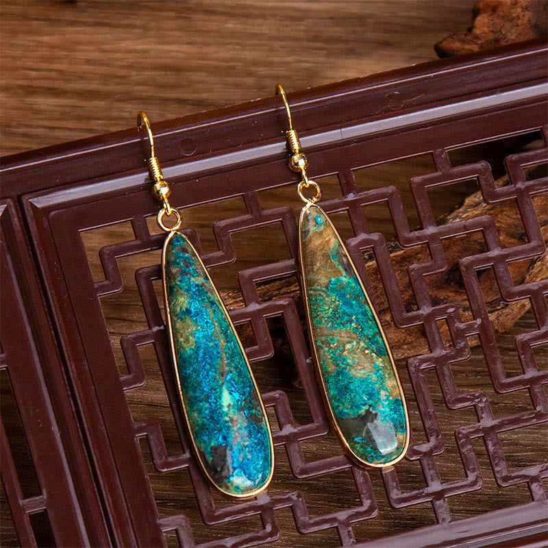 Buddha Stones Emperor Stone Water Drop Happiness Dangle Earrings - image 1
