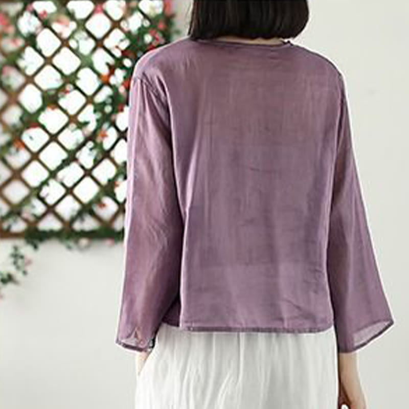 Buddha Stones Casual Embroidery Petals Long Sleeve Open Front Cardigan Jacket - image 2