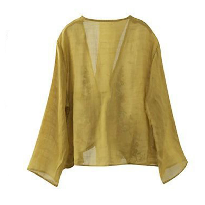 Buddha Stones Casual Embroidery Petals Long Sleeve Open Front Cardigan Jacket - image 6
