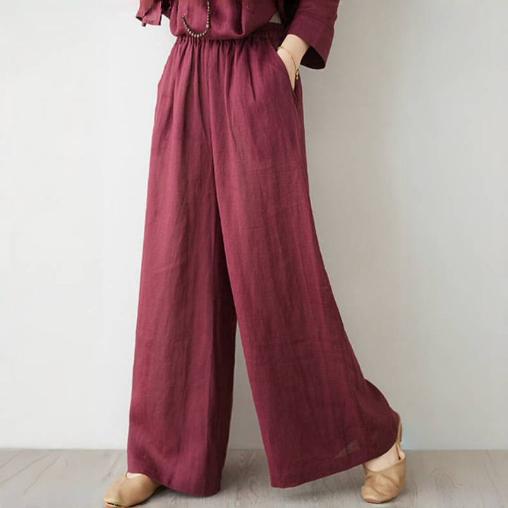 Buddha Stones 2Pcs Three Quarter Sleeve Shirt Top Pants Meditation Zen Tai Chi Cotton Linen Clothing Women's Set - image 6