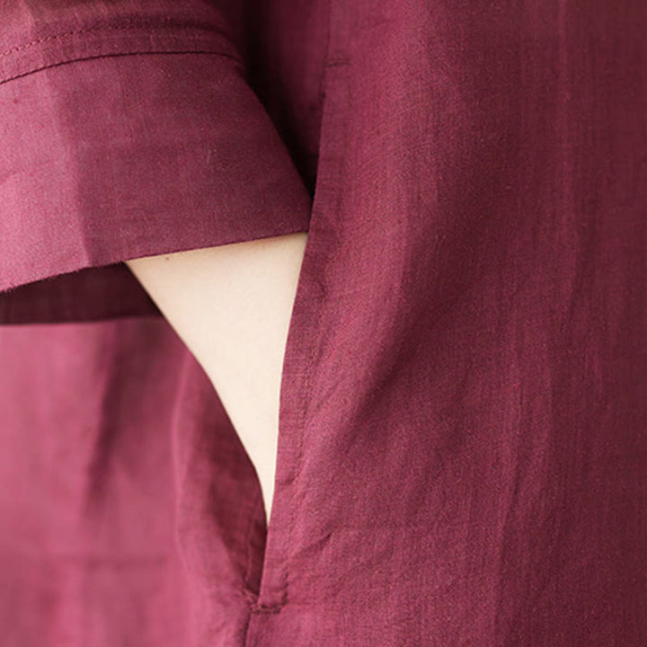 Buddha Stones 2Pcs Three Quarter Sleeve Shirt Top Pants Meditation Zen Tai Chi Cotton Linen Clothing Women's Set - image 11