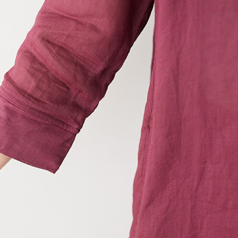 Buddha Stones 2Pcs Three Quarter Sleeve Shirt Top Pants Meditation Zen Tai Chi Cotton Linen Clothing Women's Set - image 16