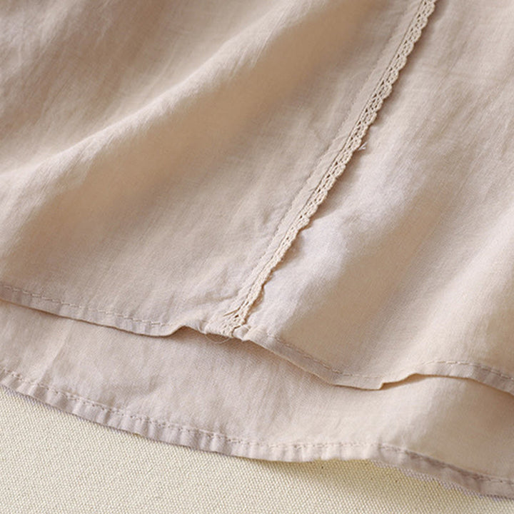 Buddha Stones Casual Shooting Star Embroidery V-Neck Half Sleeve Cotton Linen Women's Shirt - image 17