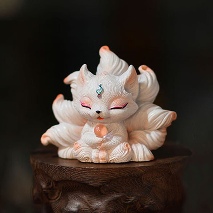 Buddha Stones Mini Nine Tailed Fox Luck Resin Home Desk Decoration - image 3