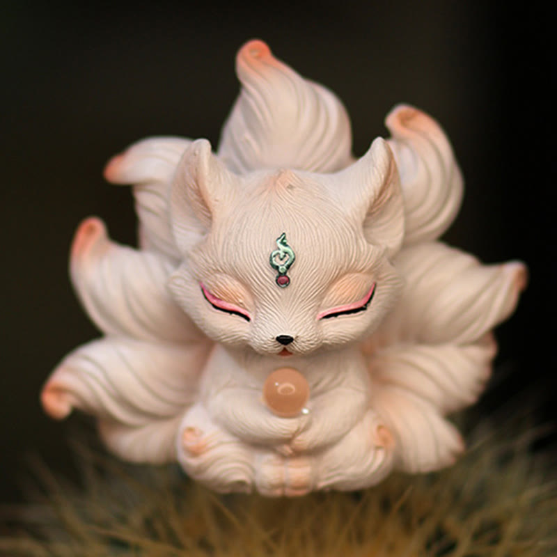 Buddha Stones Mini Nine Tailed Fox Luck Resin Home Desk Decoration - image 11