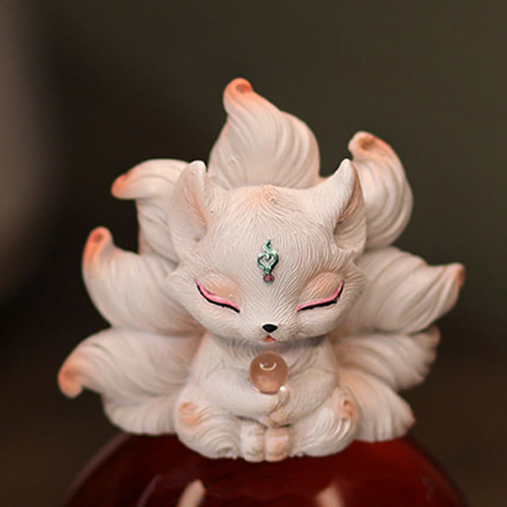 Buddha Stones Mini Nine Tailed Fox Luck Resin Home Desk Decoration - image 6