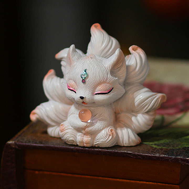 Buddha Stones Mini Nine Tailed Fox Luck Resin Home Desk Decoration - image 2