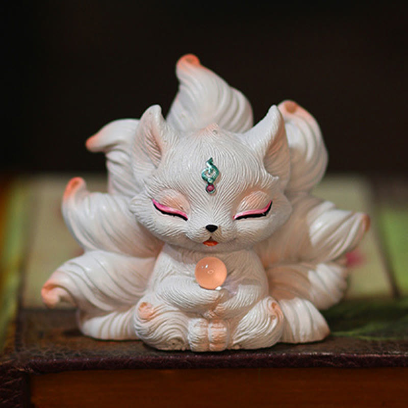 Buddha Stones Mini Nine Tailed Fox Luck Resin Home Desk Decoration - image 12