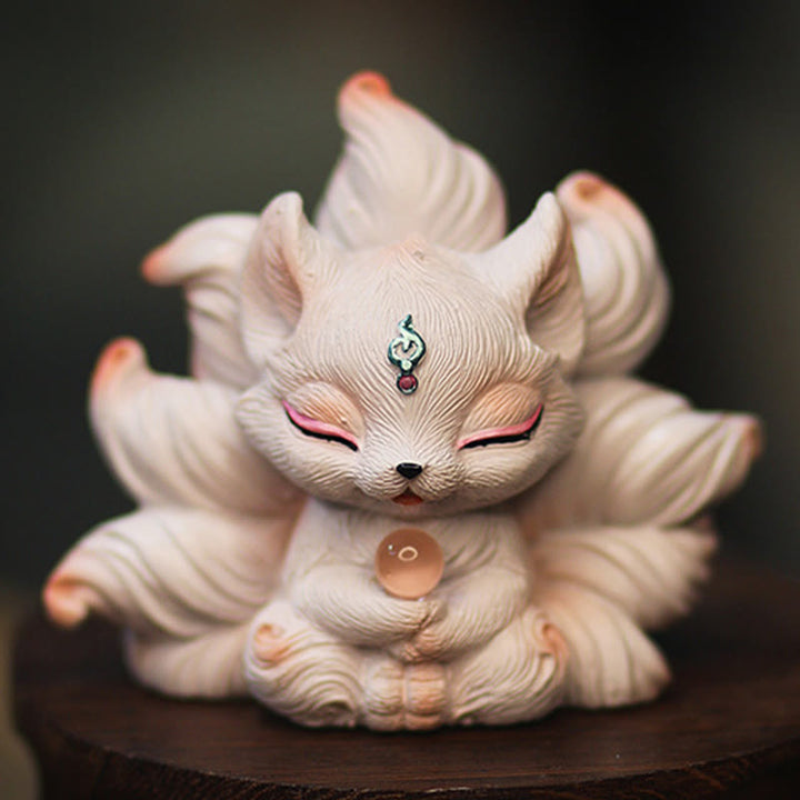 Buddha Stones Mini Nine Tailed Fox Luck Resin Home Desk Decoration - image 10