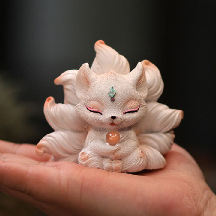 Buddha Stones Mini Nine Tailed Fox Luck Resin Home Desk Decoration - image 4