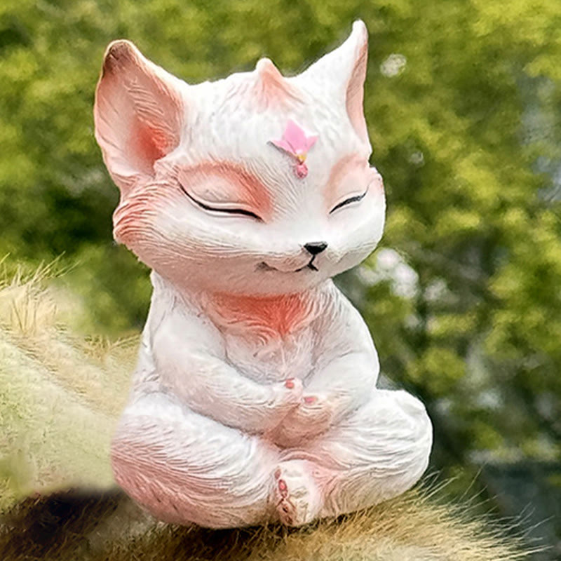 Buddha Stones Small Nine Tailed Fox Sitting Protection Resin Home Decoration - image 9
