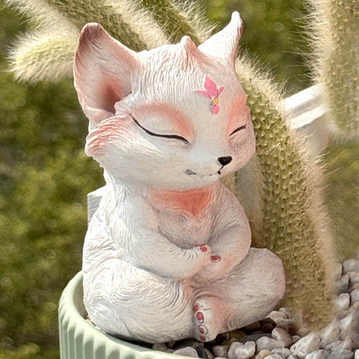 Buddha Stones Small Nine Tailed Fox Sitting Protection Resin Home Decoration - image 2