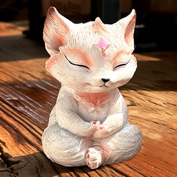 Buddha Stones Small Nine Tailed Fox Sitting Protection Resin Home Decoration - image 8