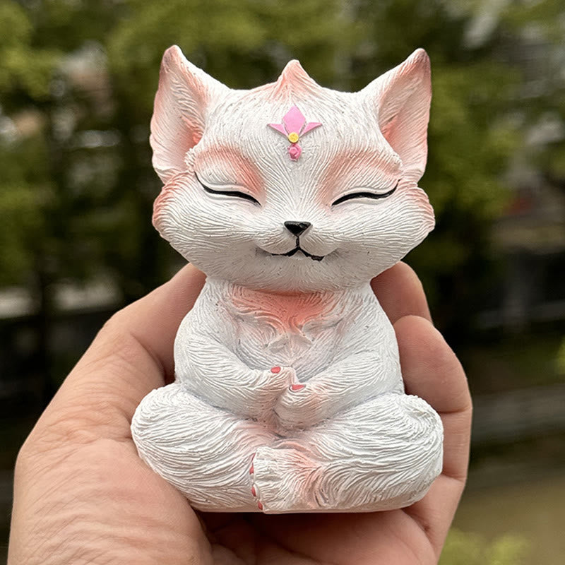 Buddha Stones Small Nine Tailed Fox Sitting Protection Resin Home Decoration - image 10