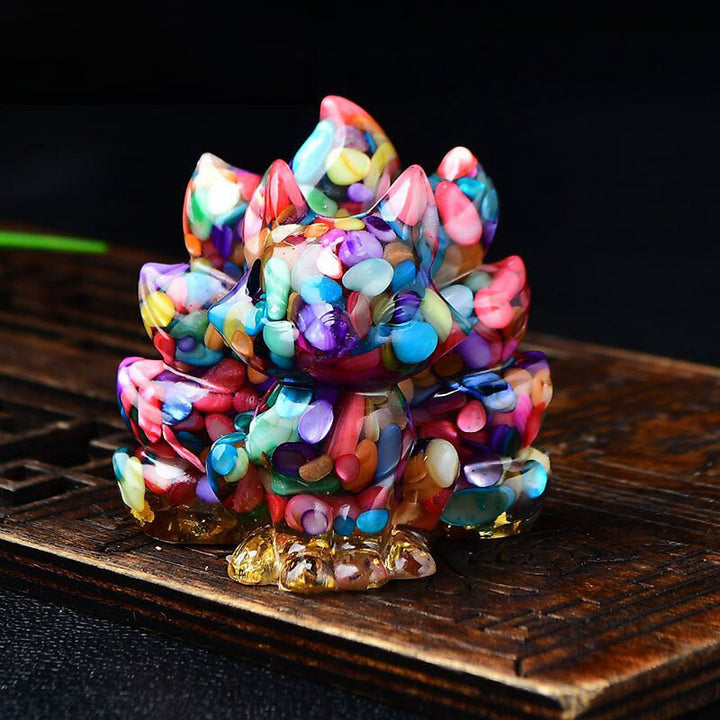 Buddha Stones Natural Various Crystal Strawberry Quartz Amethyst Nine Tailed Fox Protection Home Decoration - Colored Shells 5.5*4.5*5.5cm - image 3