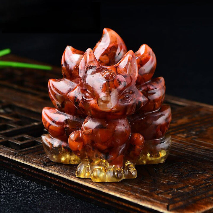 Buddha Stones Natural Various Crystal Strawberry Quartz Amethyst Nine Tailed Fox Protection Home Decoration - Red Agate 5.5*4.5*5.5cm - image 11