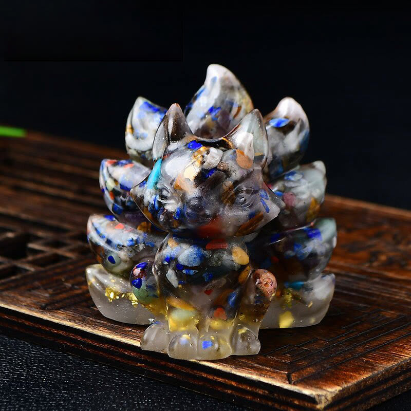 Buddha Stones Natural Various Crystal Strawberry Quartz Amethyst Nine Tailed Fox Protection Home Decoration - Colorful Stone 5.5*4.5*5.5cm - image 22