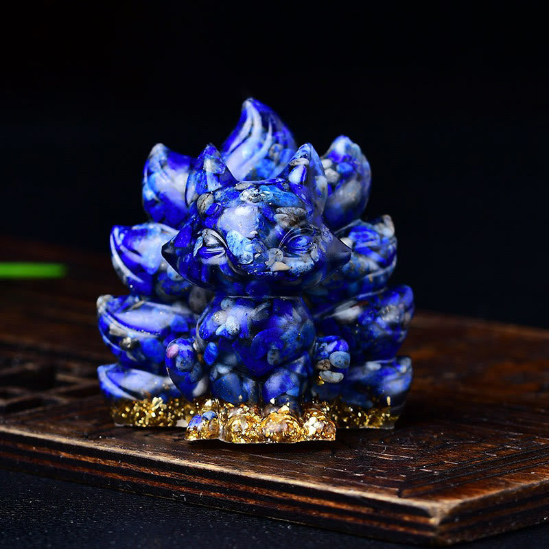 Buddha Stones Natural Various Crystal Strawberry Quartz Amethyst Nine Tailed Fox Protection Home Decoration - Lazurite 5.5*4.5*5.5cm - image 34