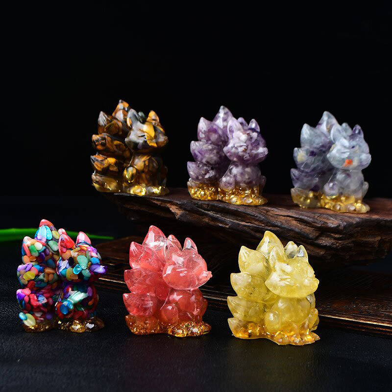 Buddha Stones Natural Various Crystal Strawberry Quartz Amethyst Nine Tailed Fox Protection Home Decoration - image 54