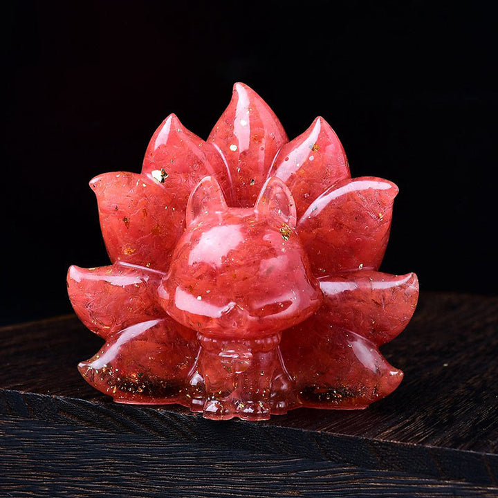 Buddha Stones Small Various Stone Pink Crystal Citrine Amethyst Nine Tailed Fox Warmth Home Decoration - Red Stone 8.8*6.9*8cm - image 17