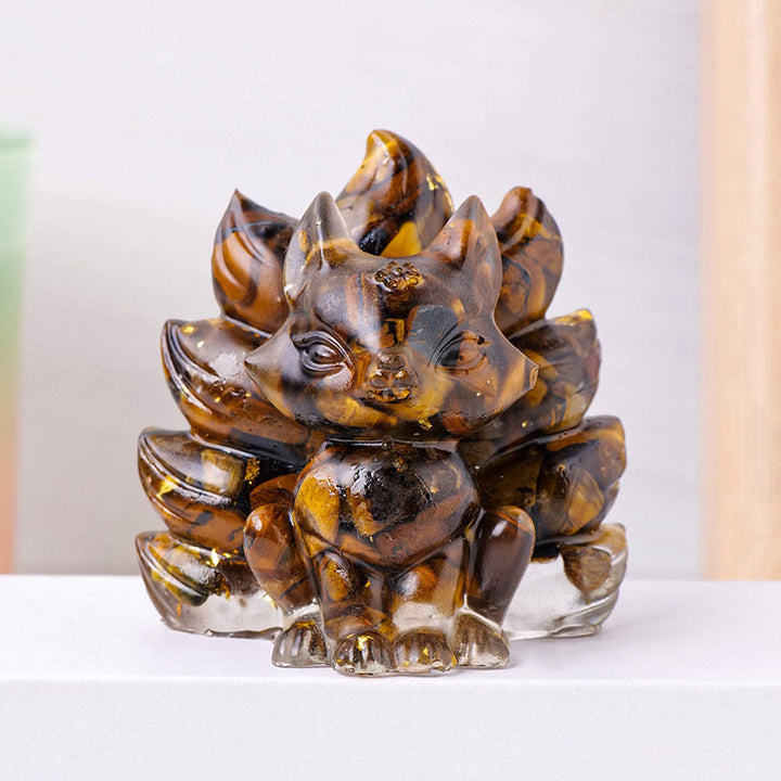 Buddha Stones Small Various Stone Strawberry Quartz Amethyst Green Aventurine Nine Tailed Fox Healing Home Decoration - Tiger Eye - 8*8.7cm - image 17