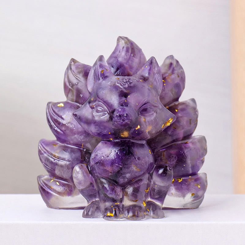 Buddha Stones Small Various Stone Strawberry Quartz Amethyst Green Aventurine Nine Tailed Fox Healing Home Decoration - Amethyst - 8*8.7cm - image 4