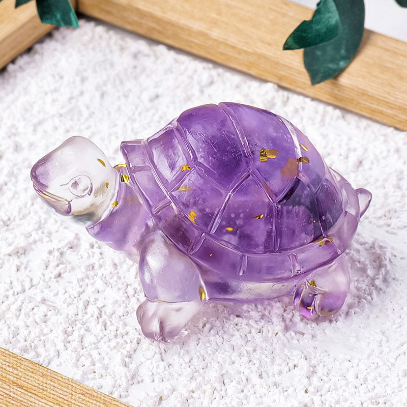 Buddha Stones Various Stone Citrine Green Aventurine Amethyst Mini Turtle Prosperity Home Decoration - Amethyst 5*3*2.7cm - image 9