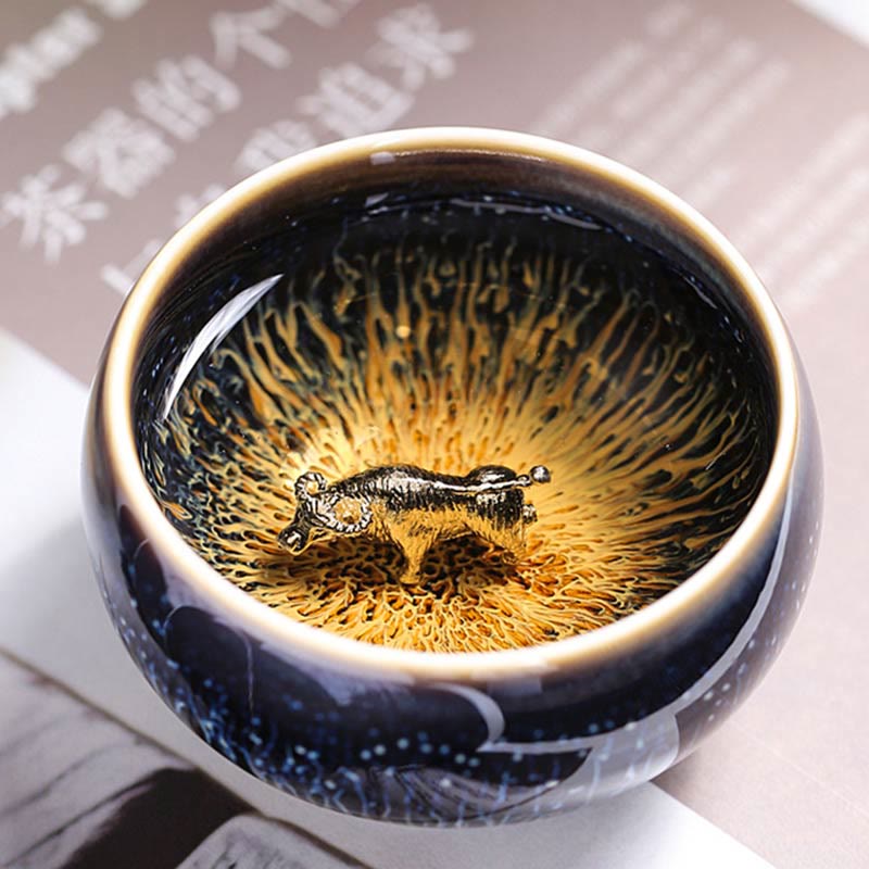 Buddha Stones Handmade Chinese Jianzhan Koi Fish Lotus Dragon Phoenix 12 Chinese Zodiac Ceramic Teacup Kung Fu Tea Cup 70ml - image 16