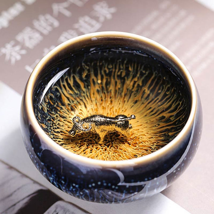 Buddha Stones Handmade Chinese Jianzhan Koi Fish Lotus Dragon Phoenix 12 Chinese Zodiac Ceramic Teacup Kung Fu Tea Cup 70ml - image 16