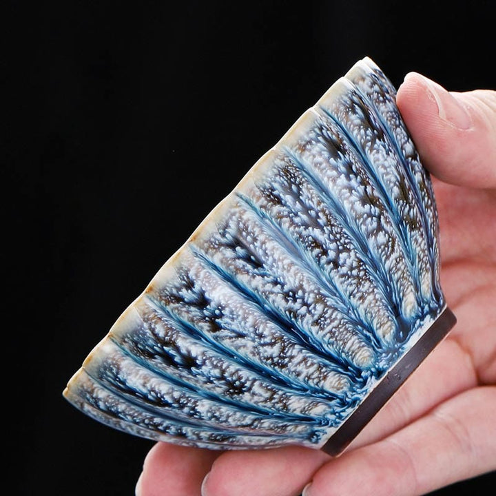 Buddha Stones Handmade Small Chinese Jianzhan Lotus Ceramic Teacup Kung Fu Tea Cup 80ml - image 4