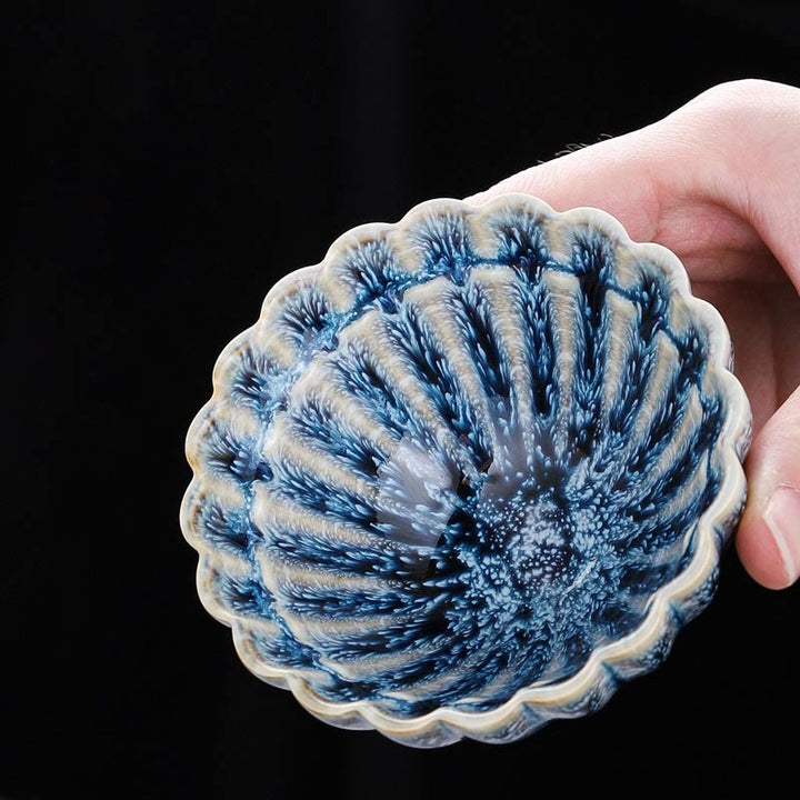 Buddha Stones Handmade Small Chinese Jianzhan Lotus Ceramic Teacup Kung Fu Tea Cup 80ml - image 13