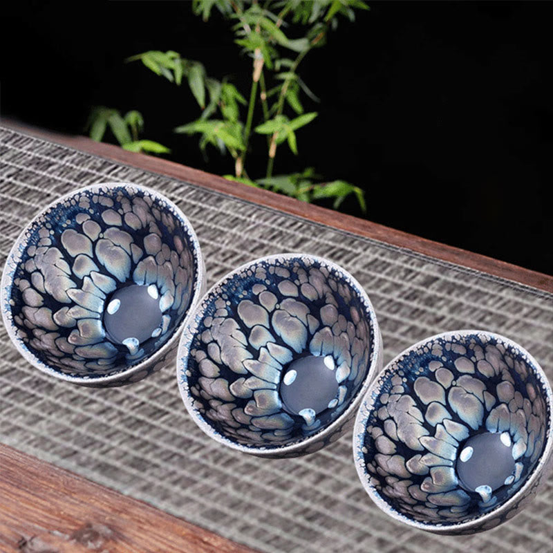 Buddha Stones Handmade Chinese Jianzhan Purple Blue Spot Ceramic Teacup Tenmoku Kung Fu Tea Cup 150ml - image 3