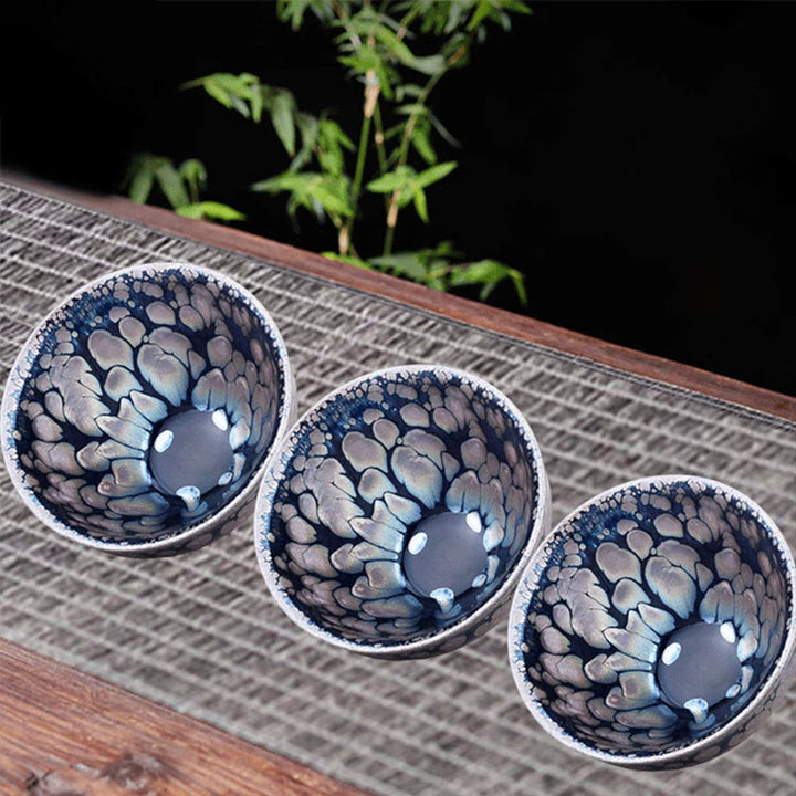 Buddha Stones Handmade Chinese Jianzhan Purple Blue Spot Ceramic Teacup Tenmoku Kung Fu Tea Cup 150ml - image 3