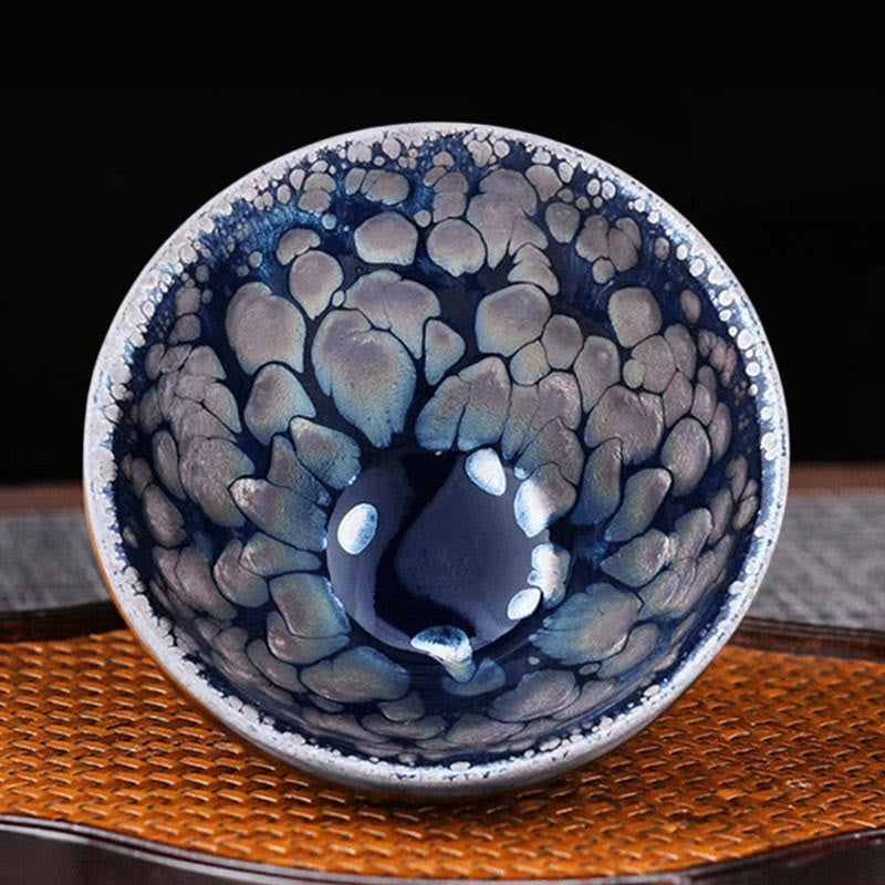 Buddha Stones Handmade Chinese Jianzhan Purple Blue Spot Ceramic Teacup Tenmoku Kung Fu Tea Cup 150ml - image 1