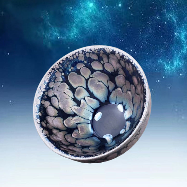 Buddha Stones Handmade Chinese Jianzhan Purple Blue Spot Ceramic Teacup Tenmoku Kung Fu Tea Cup 150ml - 9cm*5.8cm*150ml - image 0