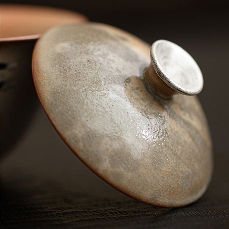 Buddha Stones Cute Cat Ceramic Gaiwan Teacup Kung Fu Tea Cup With Lid 130ml - image 2