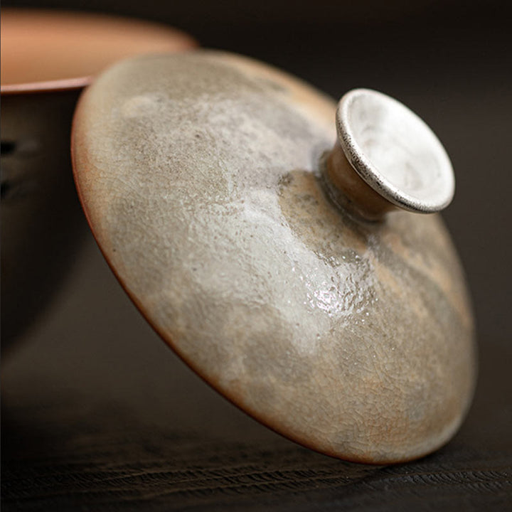 Buddha Stones Cute Cat Ceramic Gaiwan Teacup Kung Fu Tea Cup With Lid 130ml - image 2