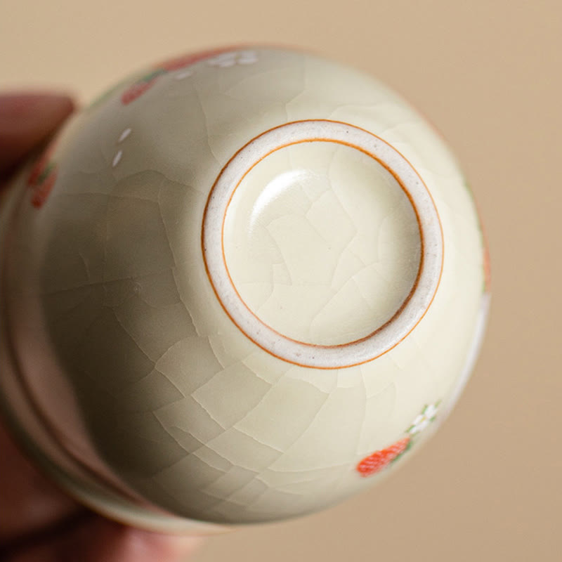 Buddha Stones Small Strawberry Rabbit Teacup Kung Fu Tea Cup 90ml With Gift Box - image 4