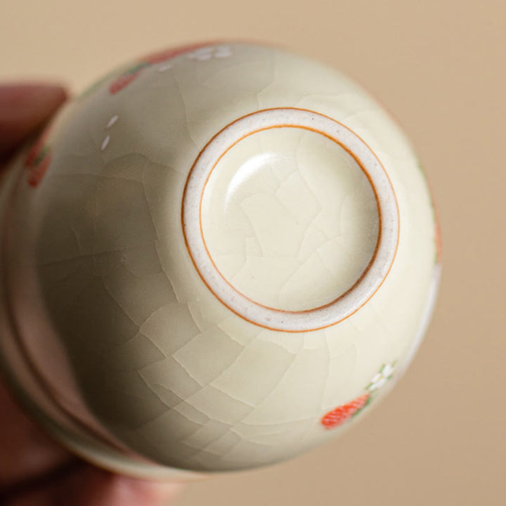 Buddha Stones Small Strawberry Rabbit Teacup Kung Fu Tea Cup 90ml With Gift Box - image 4